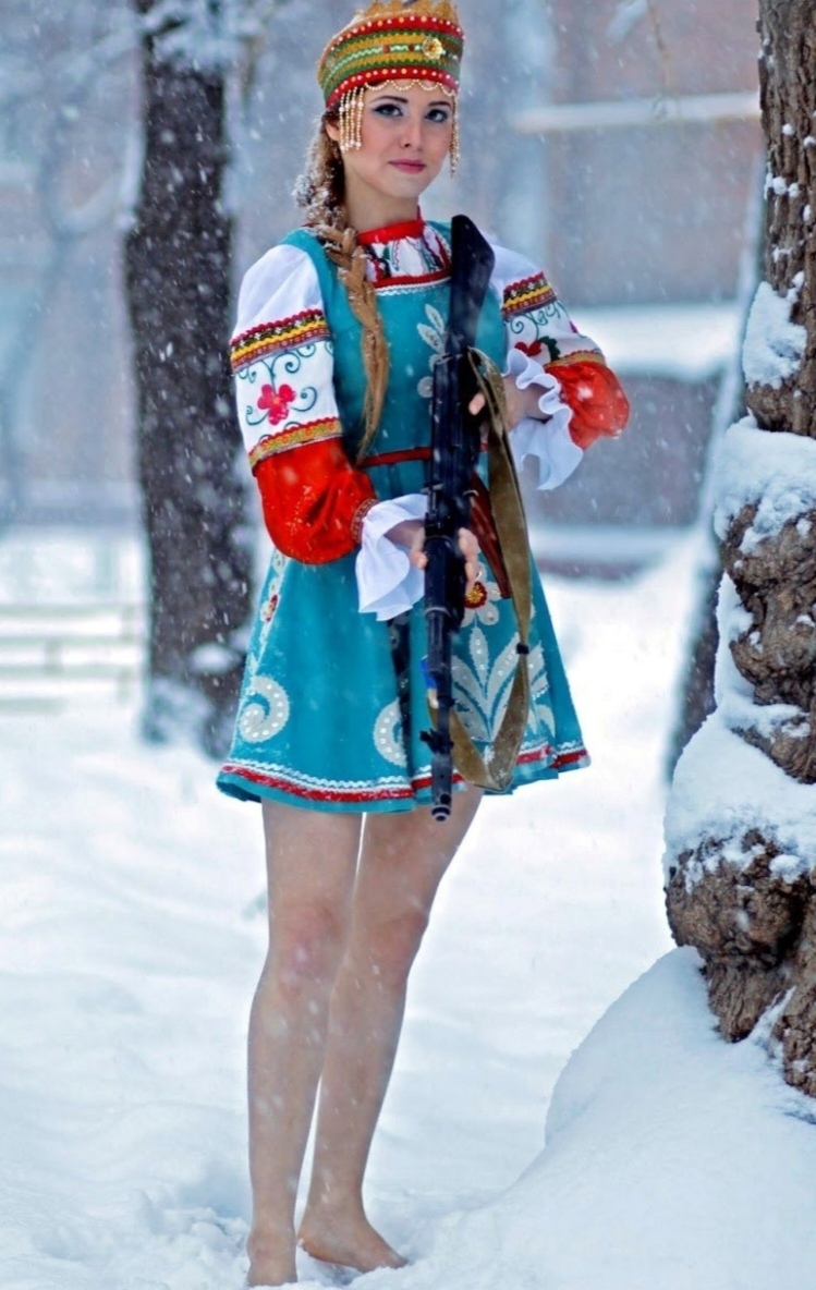 Slavic girl traditional but military style